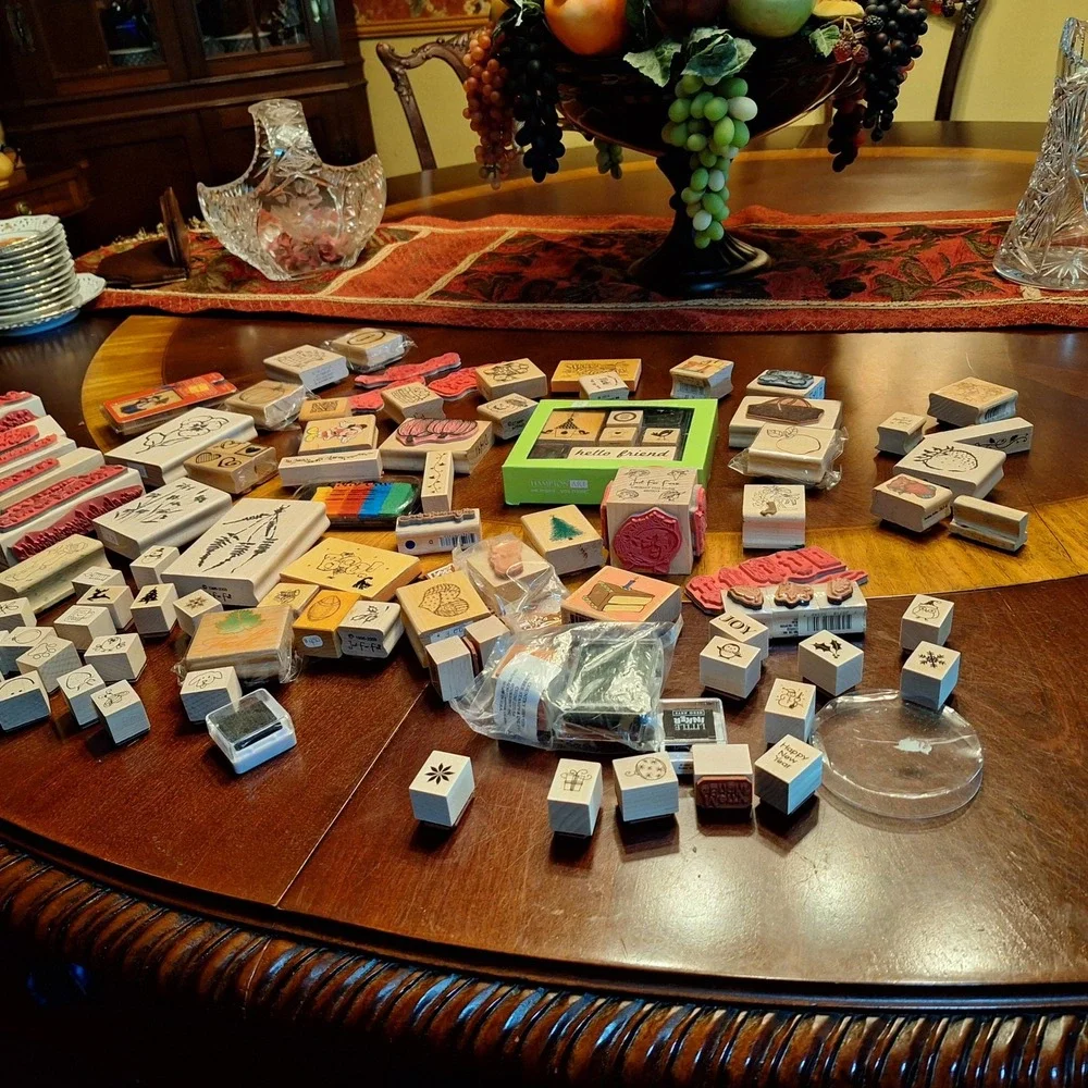 Huge Rubber Stamp Lot Wood Mounted Holiday Nature Studio G Hampton Art Hero Arts